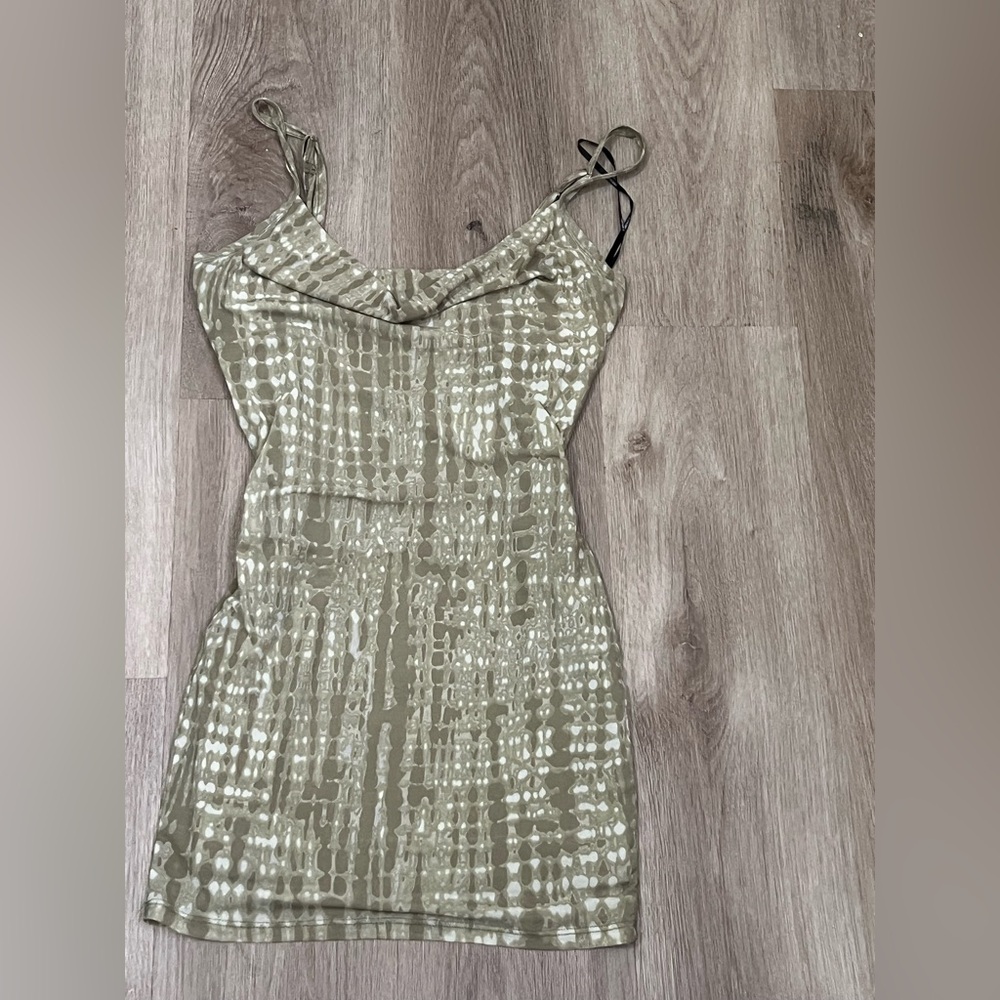 Forever 21 Olive Tie-Dye Cowl Neck Mini Dress